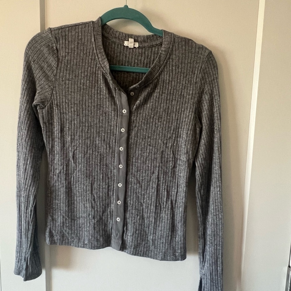 Aerie Charcoal Ribbed Knit Sweater